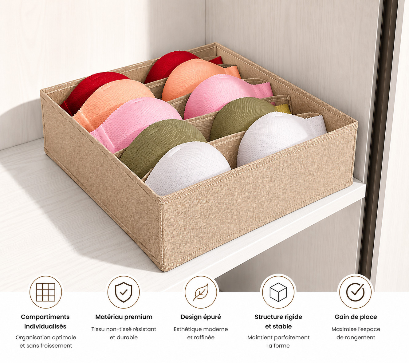 Boite rangement soutien avec 5 compartiments - A2R Shop